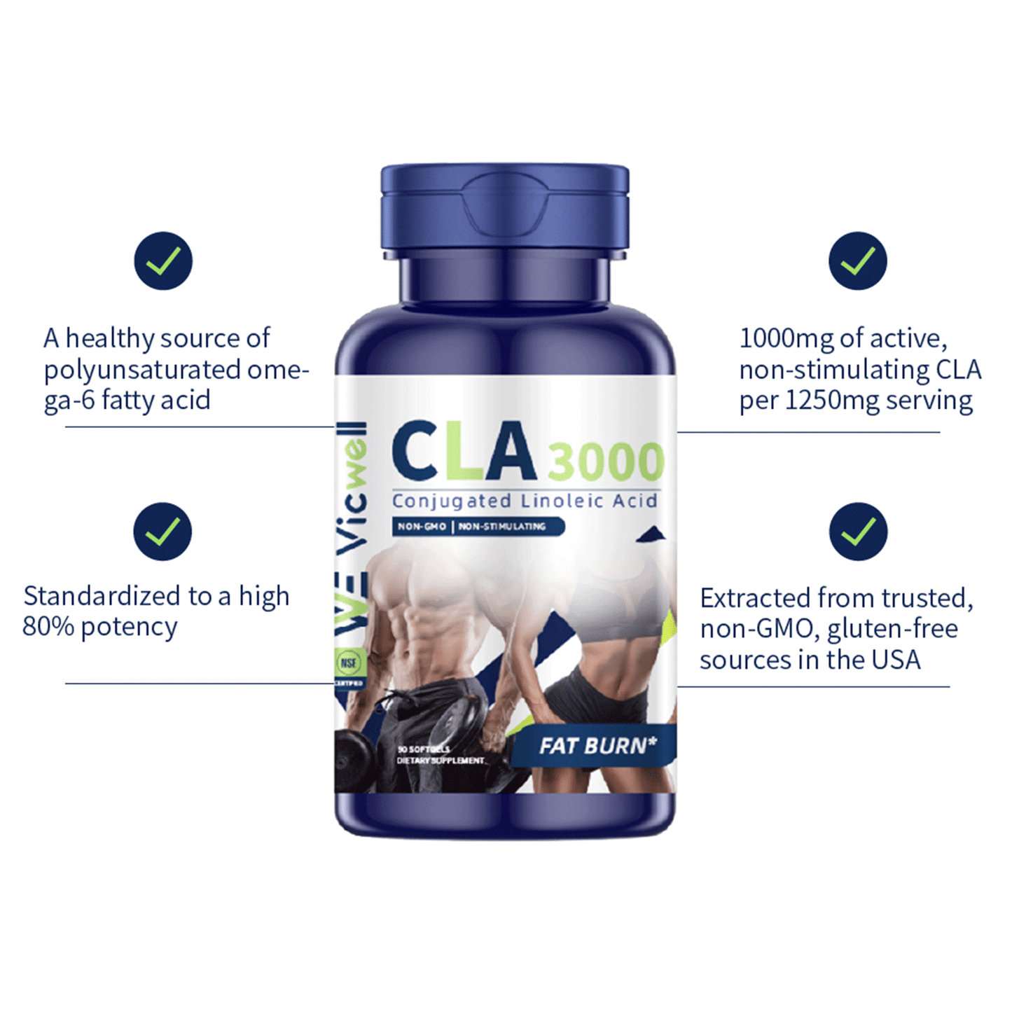 Vicwell CLA 3000 Supplement Softgels