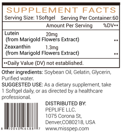 Miss Pep Lutein 20mg Softgel with Zeaxanthin for Visual Health